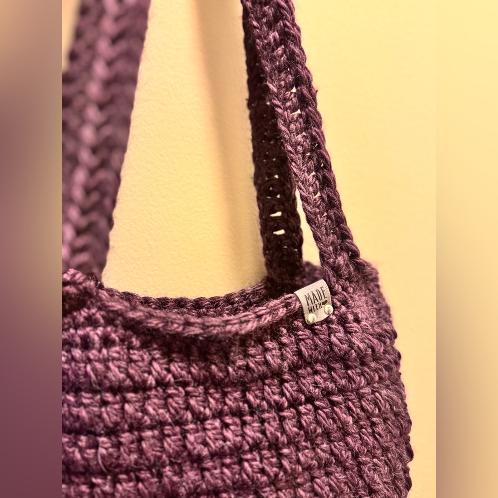 Homemade Purple Crochet Shoulder Bag